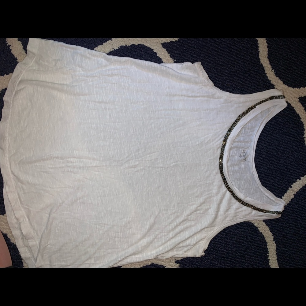 White classic tank with beading around neck!